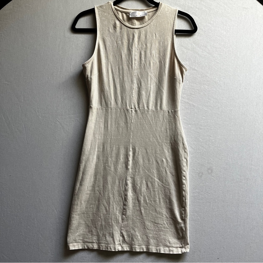 Modern Revival Tie Dye Cream Neutral Sleeveless Mini Dress Size S